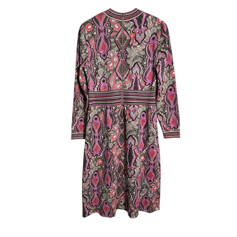 VTG 70s Goldworm Italy Knit Dress | Mod Paisley Print | Sz 14